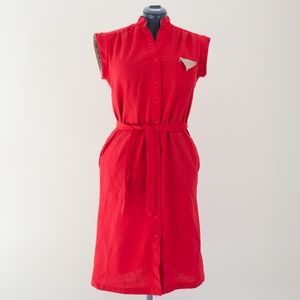 Vintage Casual Red Dress